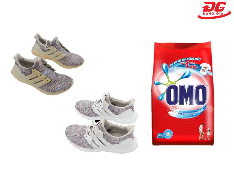 Tẩy đế giày bằng bột giặt vô cùng đơn giản và nhanh chóng
