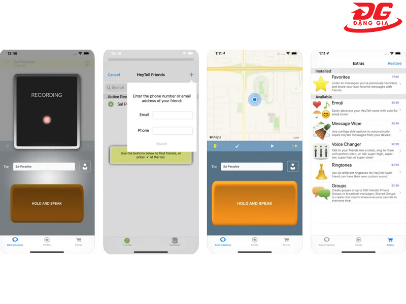 App bộ đàm giao tiếp đơn giản HeyTell