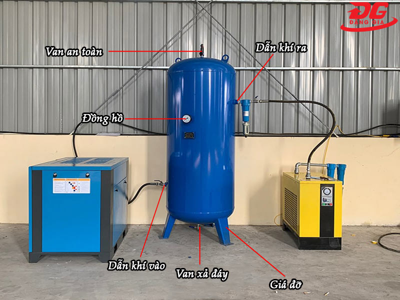 Cấu tạo cơ bản của bình tích áp khí nén