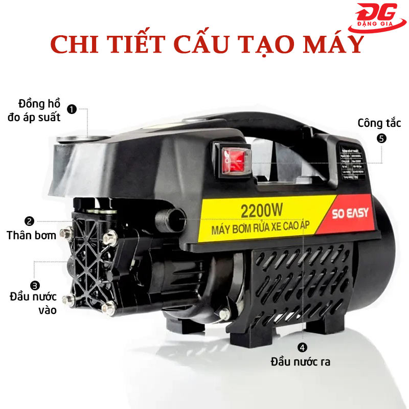 Máy bơm rửa xe gia đình áp lực cao Soeasy C0002B3 2200W