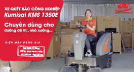 Video xe quét rác ngồi lái Kumisai KMS 1350E làm sạch hiệu quả