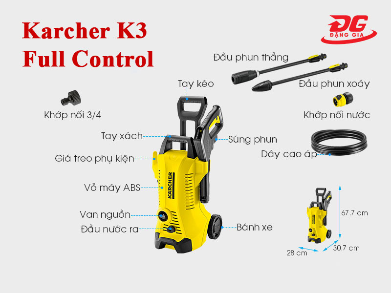 Model Karcher K3 Full Control và các phụ kiện