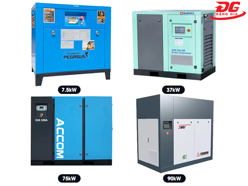 Công suất máy nén khí trục vít rất đa dạng