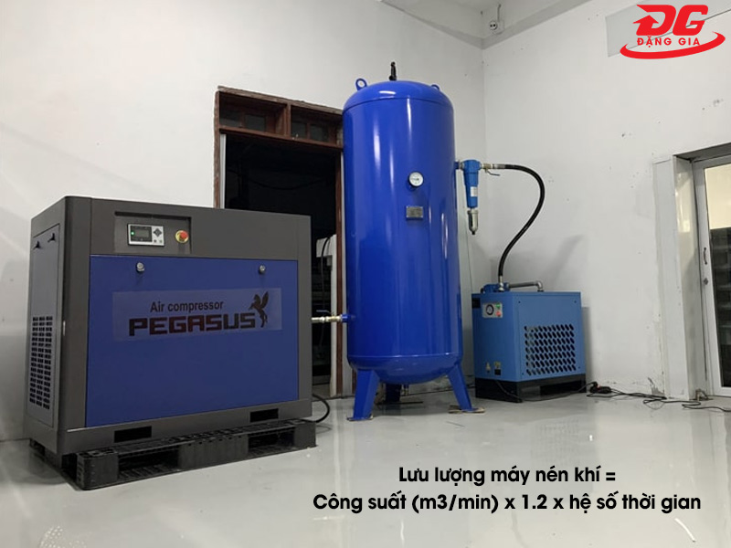 Công thức tính lưu lượng khí nén cho máy nén khí trục vít