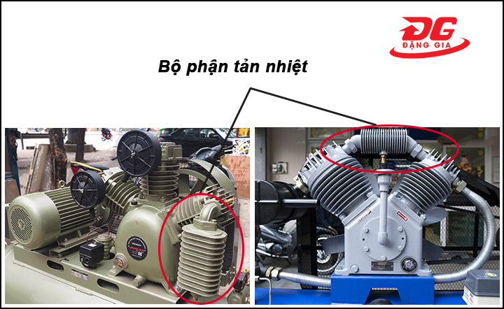  Bộ phận tản nhiệt (làm mát) của dòng máy nén hơi piston 2 cấp