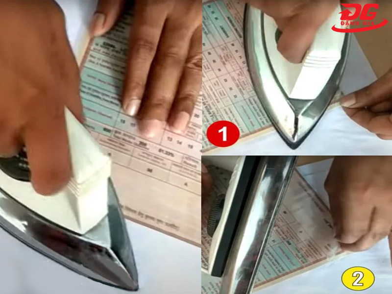 Sử dụng bàn là để bóc tách màng ép giấy tờ