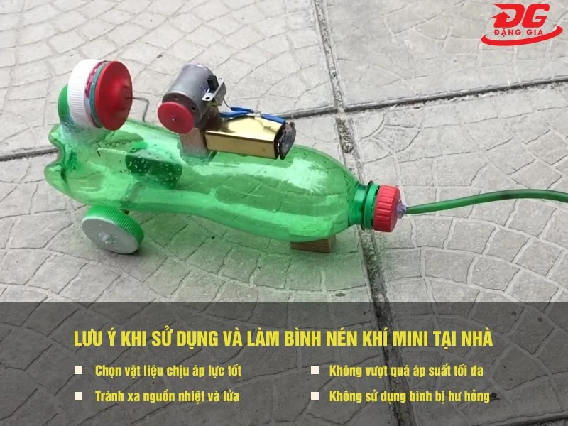 Lưu ý khi sử dụng và làm bình nén khí mini tại nhà