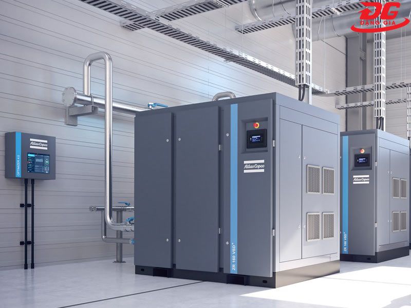 Máy bơm hơi trục vít không dầu Atlas Copco