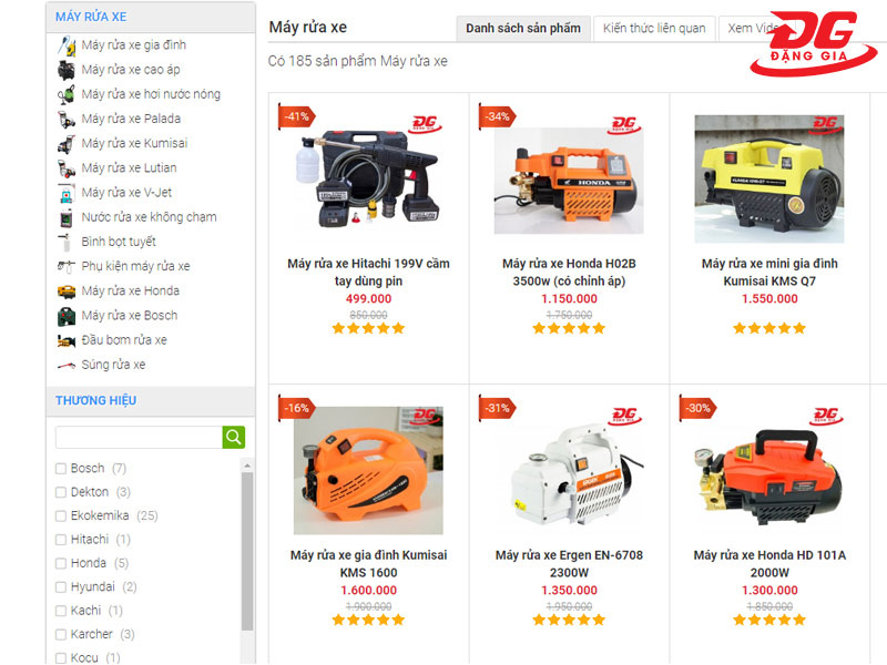 Website Điện máy Đặng Gia