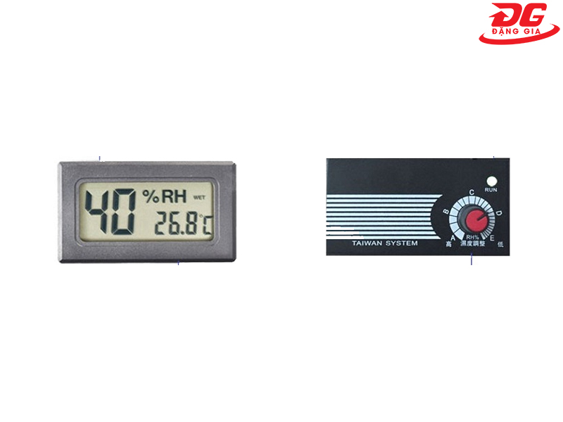 Quan sát thông số và điều chỉnh độ ẩm bằng núm xoay sao cho phù hợp