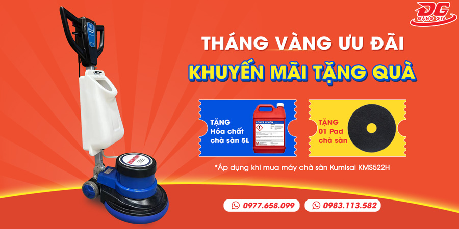 Mua máy chà sàn Kumisai KMS522H tặng can hóa chất chà sàn 5L và 01 chiếc Pad chà sàn