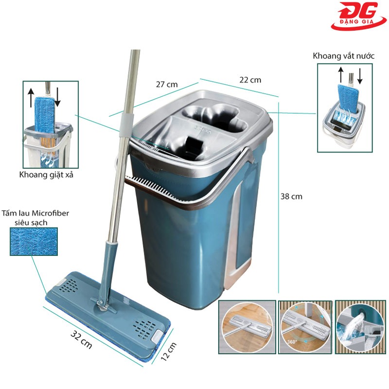 Bộ cây lau nhà tự giặt Homeinno