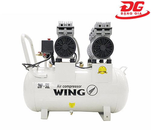 Máy nén khí không dầu giảm âm Wing TW-OF550X2 công suất 1.5HP, dung tích bình chứa 50L, lưu lượng khí 220 L/phút