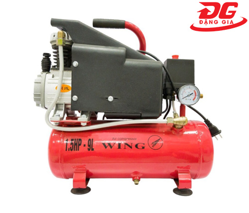Máy nén khí đầu liền Wing TM-0.1/8 công suất 1.5HP, dung tích bình chứa 9L, áp lực làm việc 8 kg/cm²,