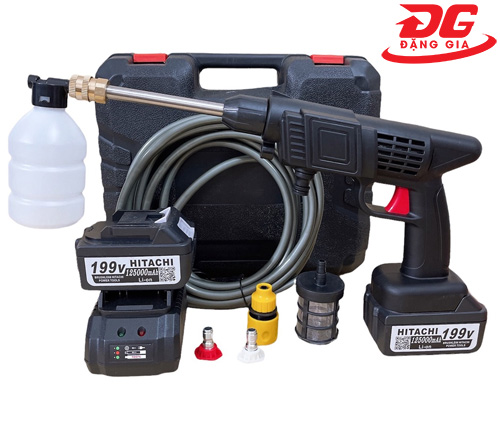Máy rửa xe Hitachi 199V cầm tay dùng pin