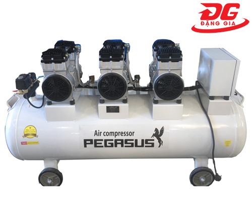Máy nén khí không dầu, giảm âm Pegasus TM-OF1100x3, công suất 4.5HP, bình chứa 180L, áp lực 8 kg/cm²