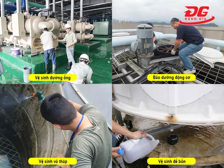 các bộ phận cần vệ sinh của tháp giải nhiệt