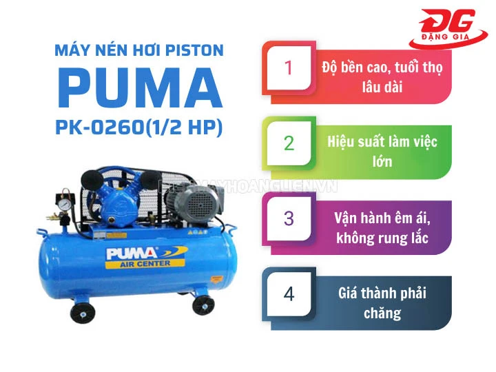 Máy nén khí Puma PK-0260 (1/2HP) nén khí nhanh