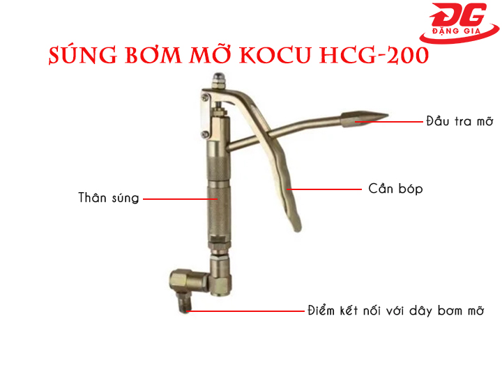 Cấu tạo của súng bơm mỡ Kocu HCG-200