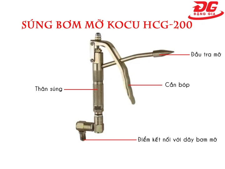 Cấu tạo của súng bơm mỡ Kocu HCG-200