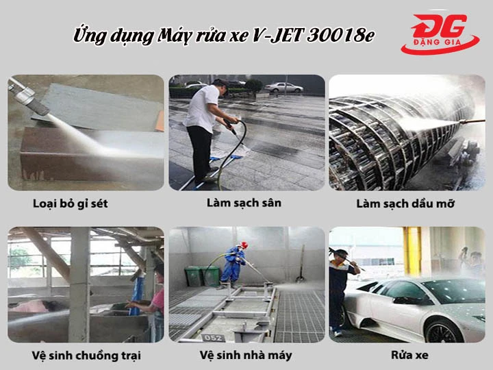 ứng dụng Máy rửa xe công nghiệp V-JET 300/18E
