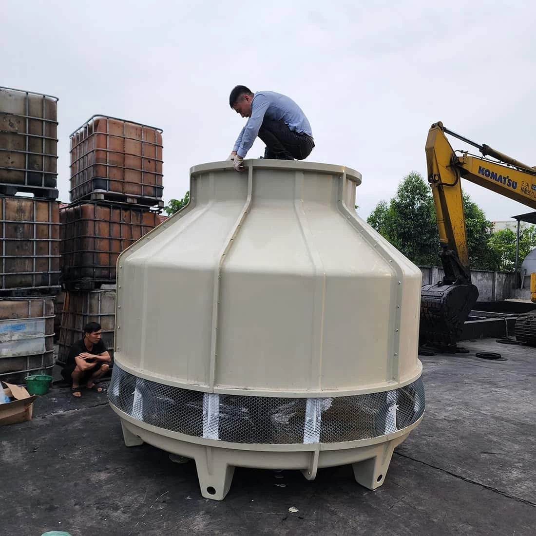 Thi công lắp đặt tháp giải nhiệt Kumisai KMS 80RT cho xưởng tái chế ở Nam Định
