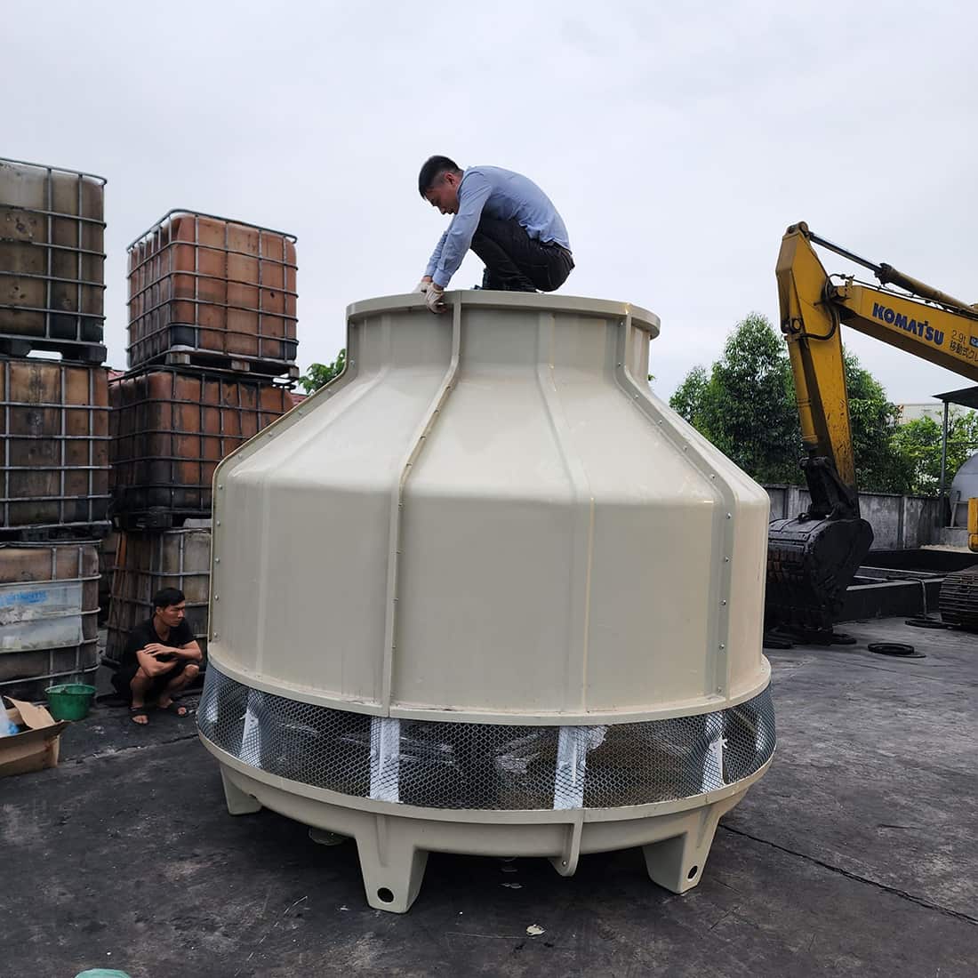 Thi công lắp đặt tháp giải nhiệt Kumisai KMS 80RT cho xưởng tái chế ở Nam Định