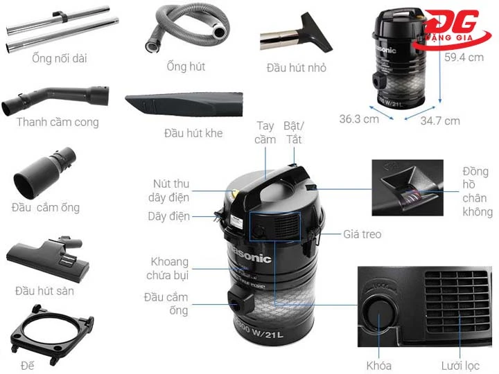 Cấu tạo máy hút bụi công nghiệp Panasonic