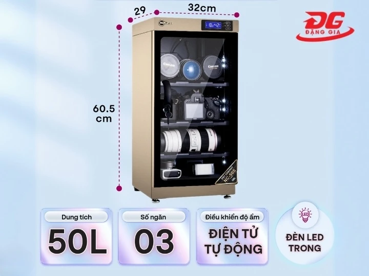 Tủ chống ẩm Nikatei NC-50S Gold Plus (50 lít) sở hữu nhiều tính năng