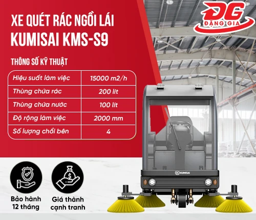 Xe quét rác ngồi lái Kumisai KMS-S9 2