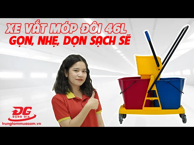 Xe vắt móp đôi 46 lít khung inox 3