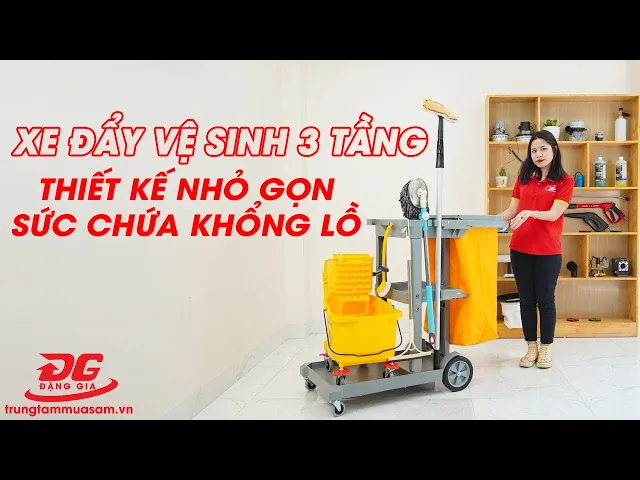Xe đẩy dọn vệ sinh 3 tầng 7