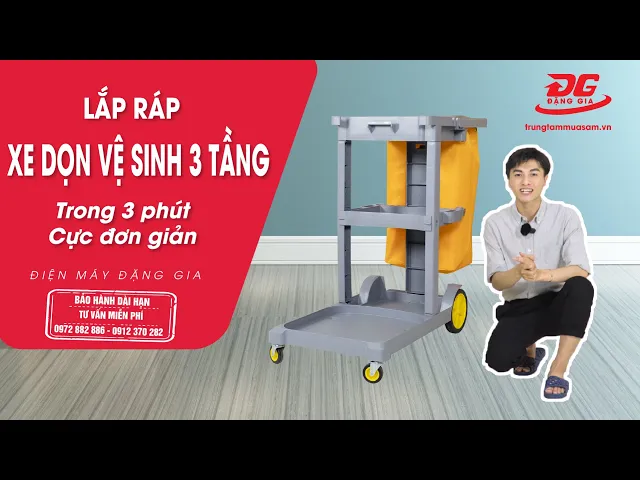 Xe đẩy dọn vệ sinh 3 tầng 8